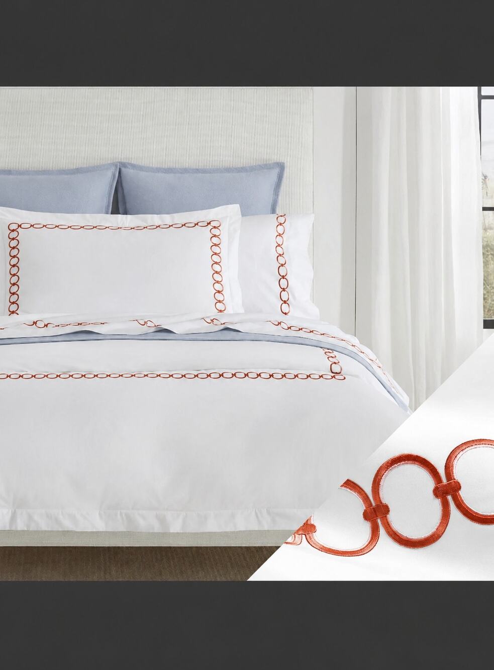 Serena & Lily Savoy Link Fitted & Flat Sheets Luxury Cotton Sateen Cal King